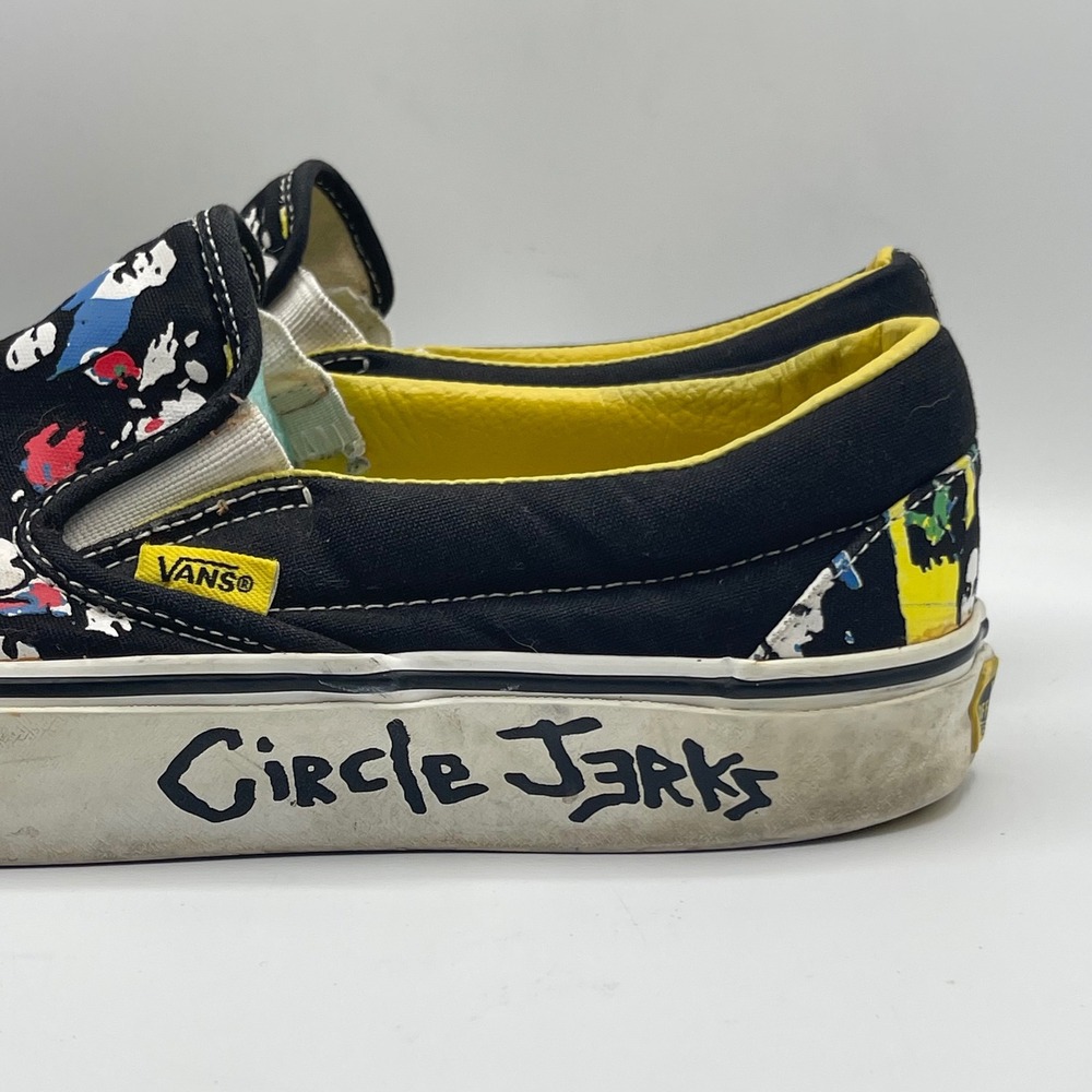 Rare Vans Circle Jerks Hardcore Punk Graphic Canvas Slip On Shoes Women 10 (M8?)